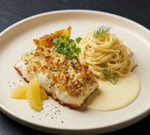 Easy Breaded Halibut Pasta Dinner for Two