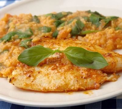 Italian Halibut with White Wine, Spinach & Garlic (Easy One-Pan Lenten Seafood Dinner for Two)